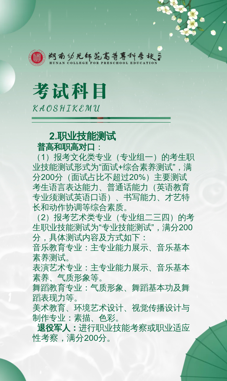 湖南幼儿师范高等专科学校2022年单独招生简章(图7)